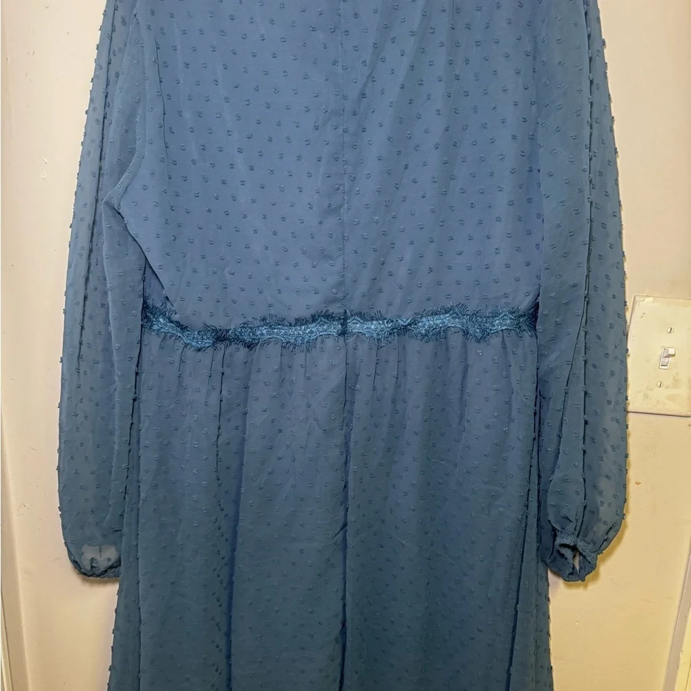 Elegant Blue Chiffon Dress - Picture 4 of 6